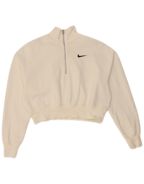 Damska bluza dresowa Nike Oversized Crop Zip Neck Sweter UK 10 Small White