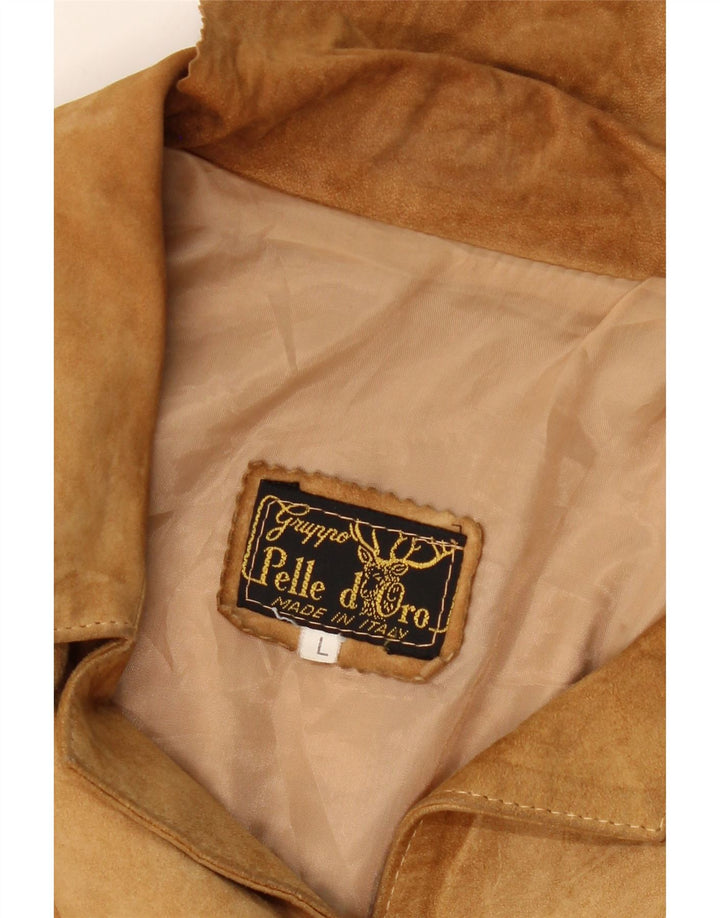 VINTAGE Womens Suede Jacket UK 16 Large Brown Leather Vintage Vintage and Second-Hand Vintage from Messina Hembry 