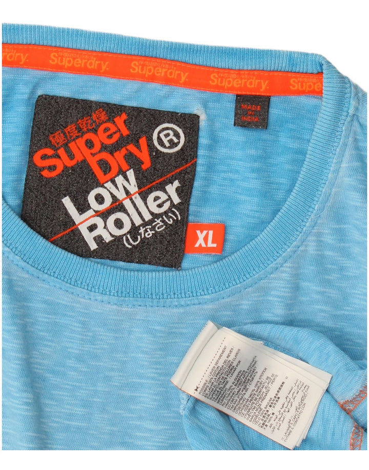 T-shirt męski Superdry, bawełniany top XL w niebieskie plamki