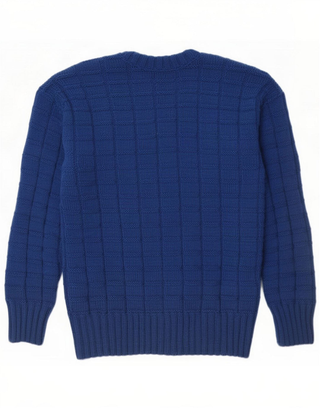 Męski sweter w stylu vintage z dekoltem w kształcie litery V, mały niebieski