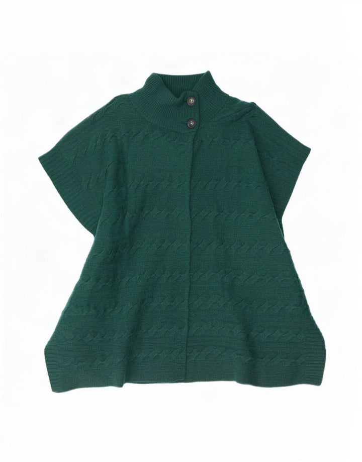 Damski sweter poncho White Stuff, jeden rozmiar, zielona, nakrapiana wełna jagnięca