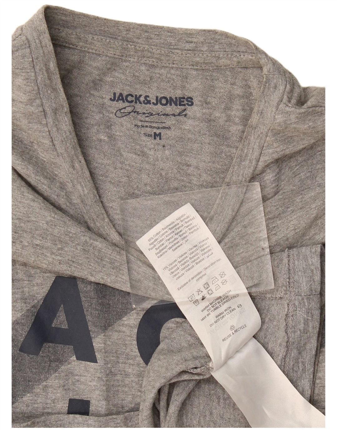 Męski T-shirt z grafiką Jack & Jones, średnioszary, bawełniany