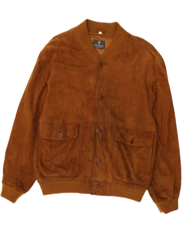 Vintage męska zamszowa kurtka bomber IT 54 2XL brązowa skóra