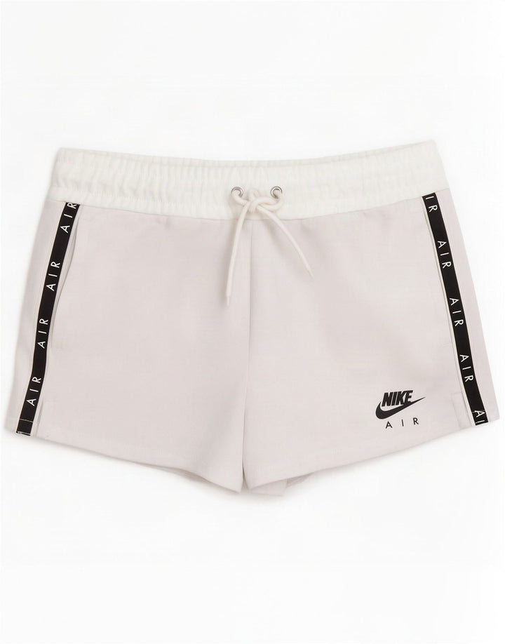 Damskie spodenki sportowe Nike Graphic UK 10, małe, białe, poliestrowe z blokami kolorów