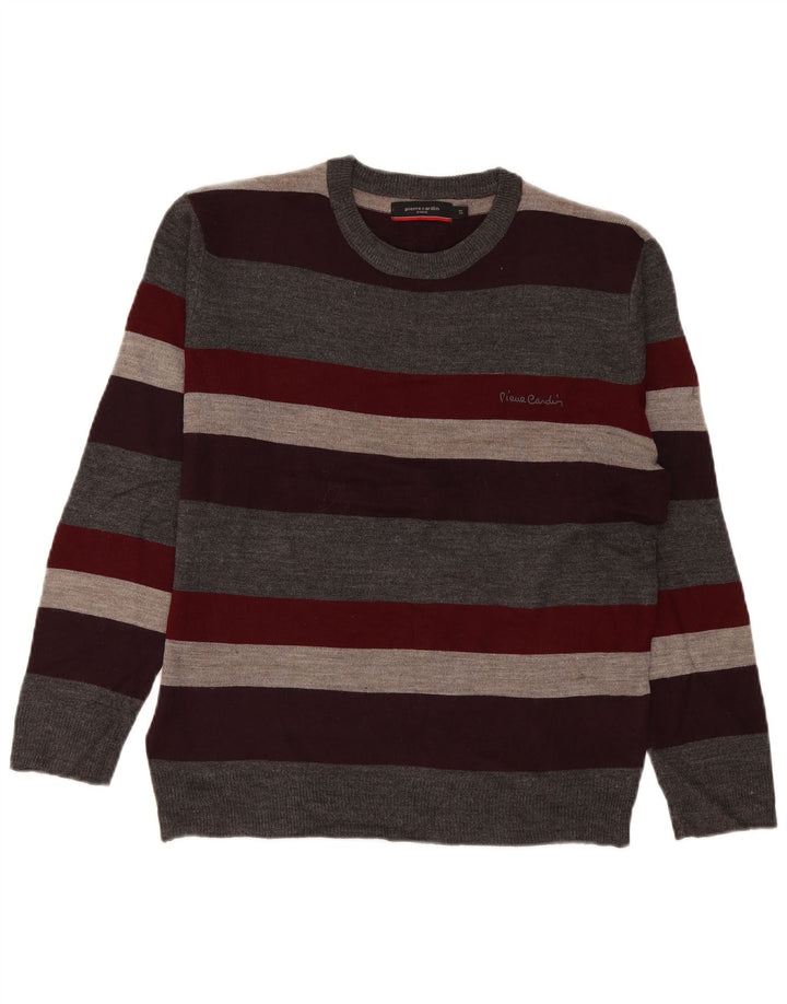 Męski sweter z okrągłym dekoltem Pierre Cardin, małe, wielokolorowe paski