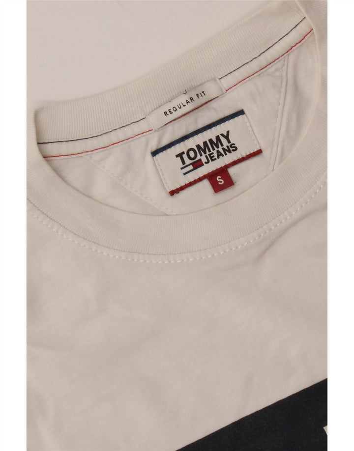Męski T-shirt TOMMY HILFIGER z grafiką, mały, biały, z blokami kolorów