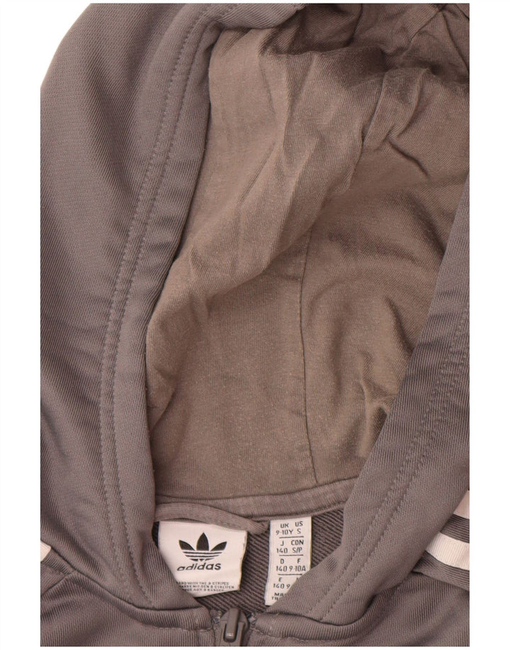 Chłopięcy sweter Adidas z grafiką i zamkiem błyskawicznym 9-10 lat Szary poliester
