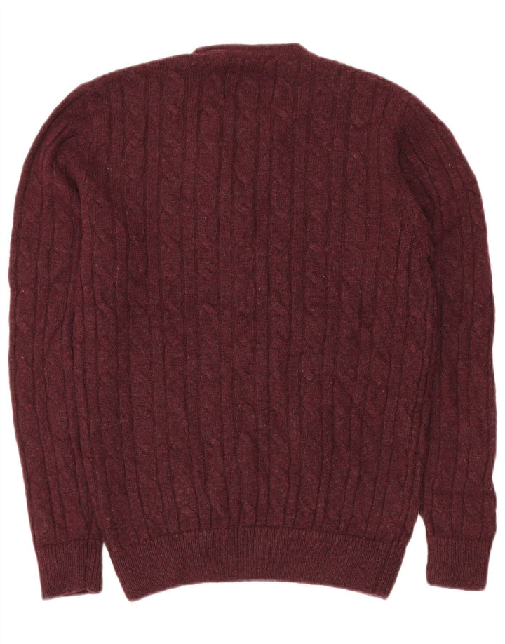 Jack Wills Męski sweter z okrągłym dekoltem, mały bordowy poliamid
