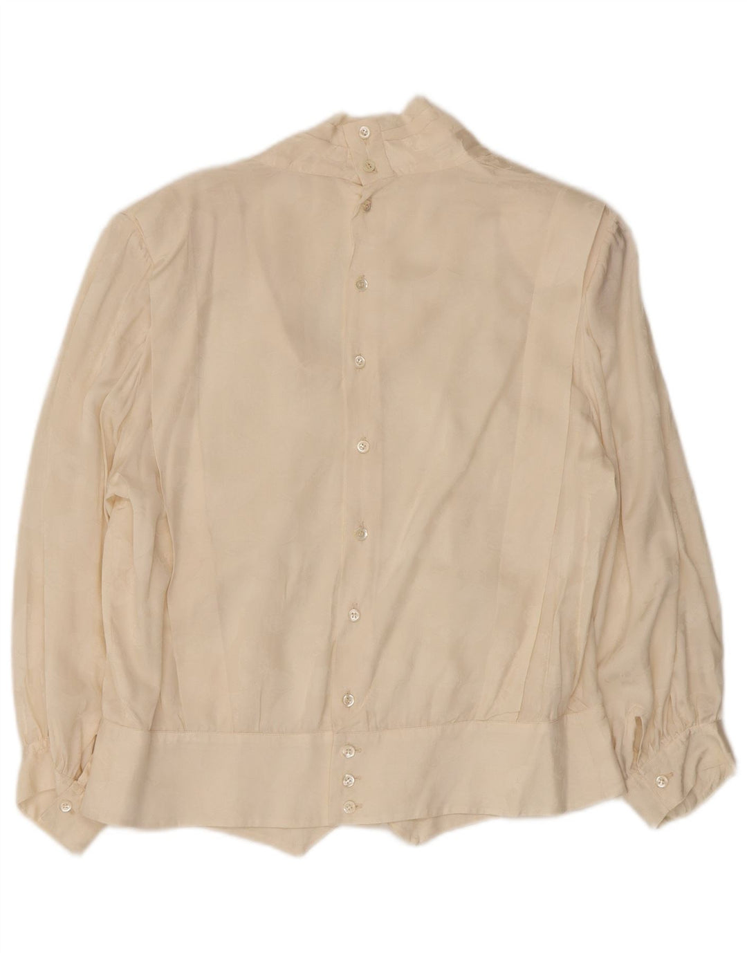 Damska bluzka koszulowa z rękawem 3/4 VINTAGE UK 14, duża w kolorze złamanej bieli, w kwiaty