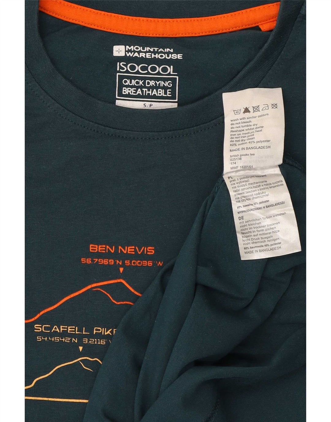 Męski T-shirt z grafiką Mountain Warehouse IsoCool, mały, zielony, bawełniany
