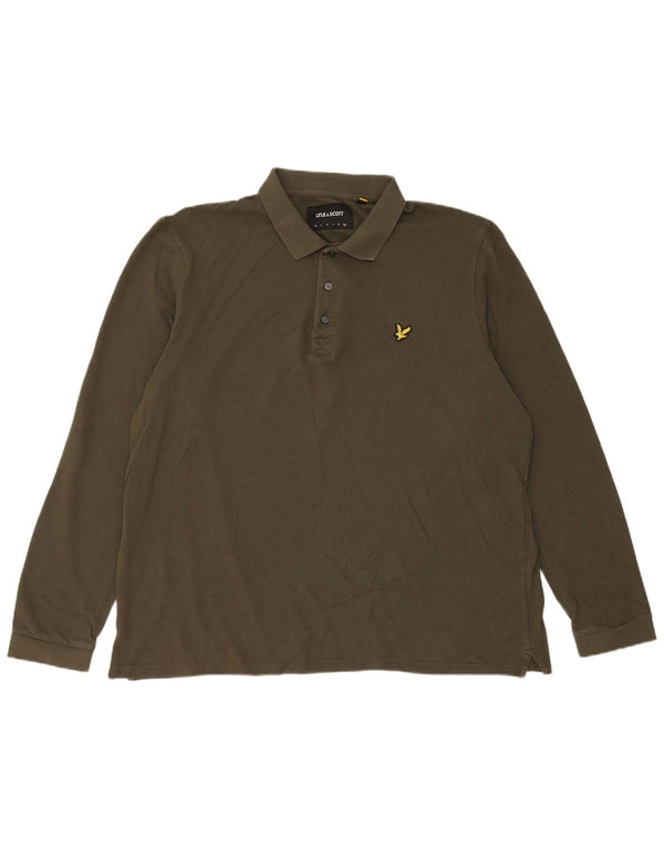 Męska koszulka polo z długim rękawem Lyle & Scott, 2XL, bawełna khaki