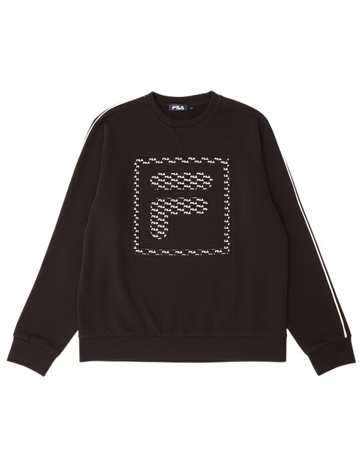 FILA Mens Graphic Sweatshirt Jumper Large Black Cotton