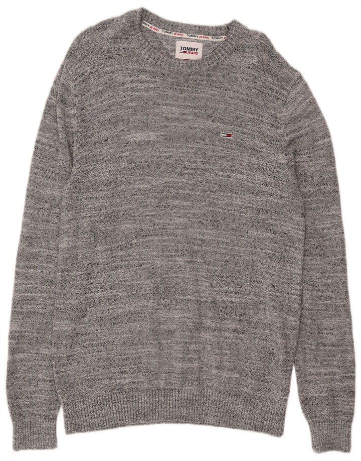 TOMMY HILFIGER Mens Crew Neck Jumper Sweater Medium Grey Flecked
