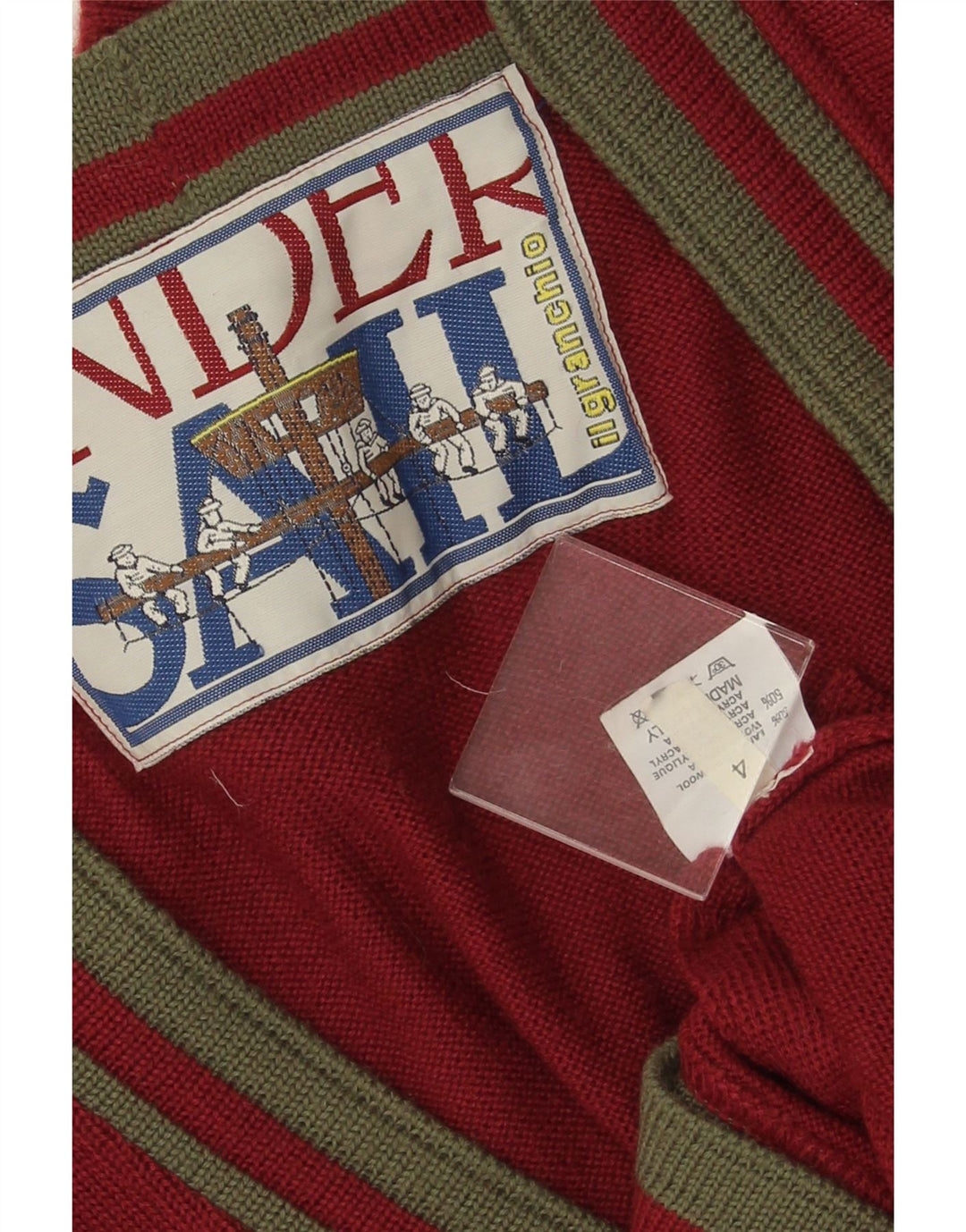 IL GRANCHIO Męski sweter rozpinany, średnia bordowa wełna