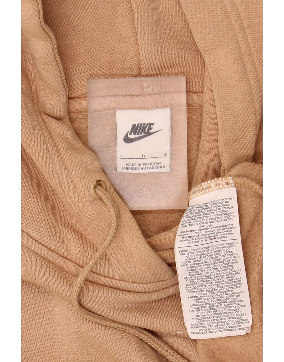 Męski sweter z kapturem Nike o luźnym kroju, duży, beżowy, bawełniany