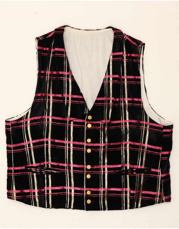 Aksamitna kamizelka damska VINTAGE UK 18 XL w czarną kratkę