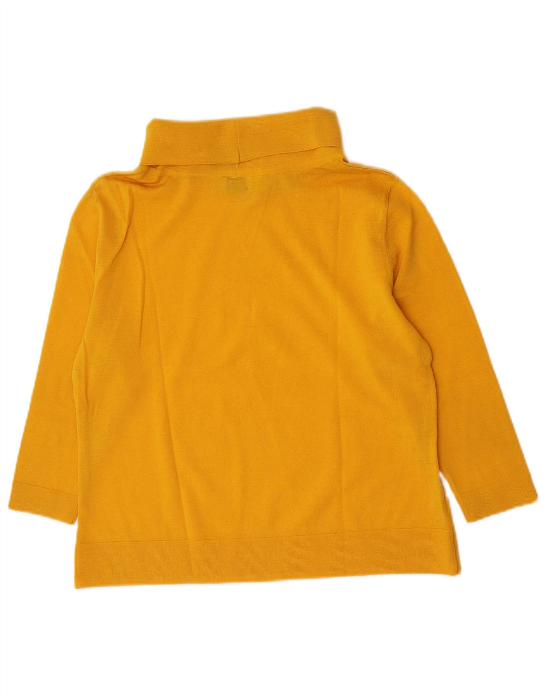 Vintage damski top z golfem i rękawami 3/4, UK 14, średni żółty