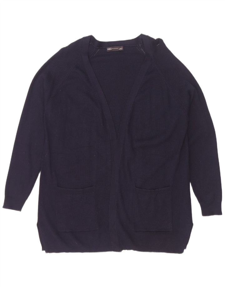 Marks & Spencer Damski sweter rozpinany UK 14, duży, granatowy, wiskoza
