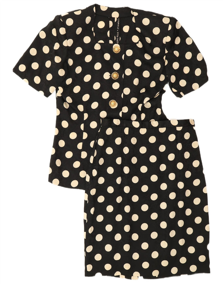 Vintage damski zestaw 2-częściowych spódnic z krótkim rękawem UK 12 Medium W28 Black