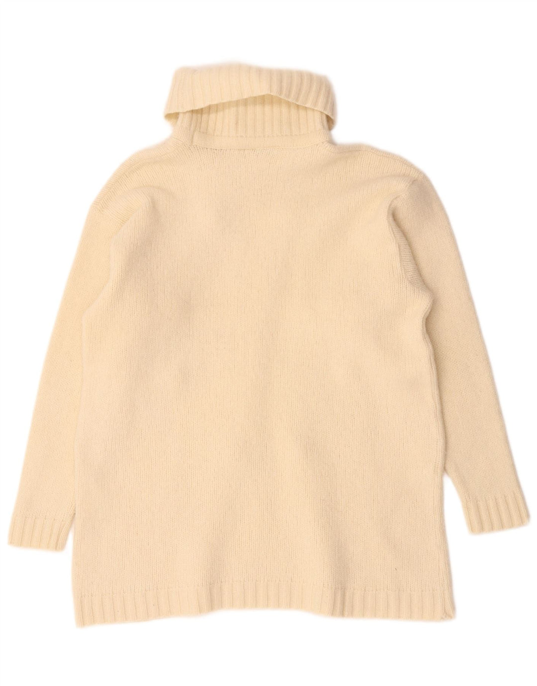 Vintage damski sweter z wywijanym dekoltem UK 14, średni, złamany biały geometryczny