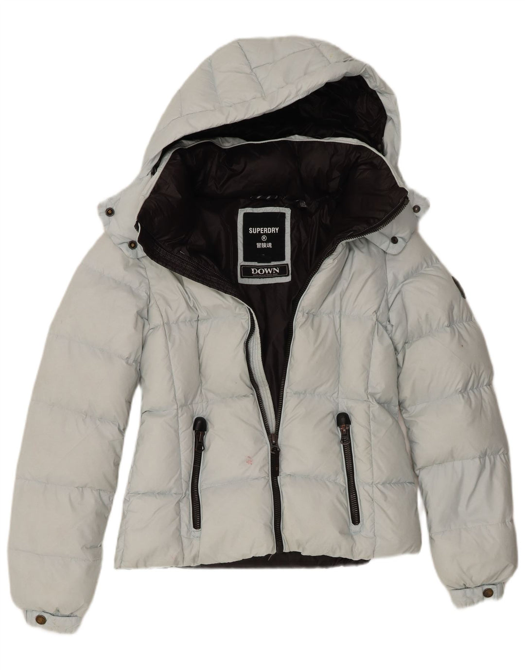 Damska wyściełana kurtka z kapturem Superdry UK 8, mały, niebieski nylon