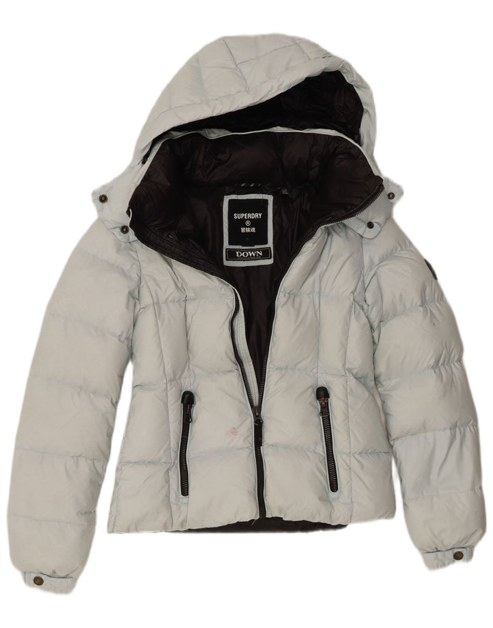 Damska wyściełana kurtka z kapturem Superdry UK 8, mały, niebieski nylon