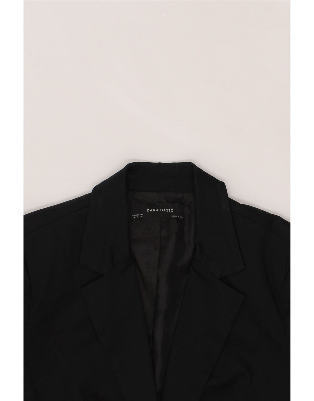 ZARA Womens 1 Button Blazer Jacket UK 16 Large Black Cotton Vintage Zara and Second-Hand Zara from Messina Hembry 