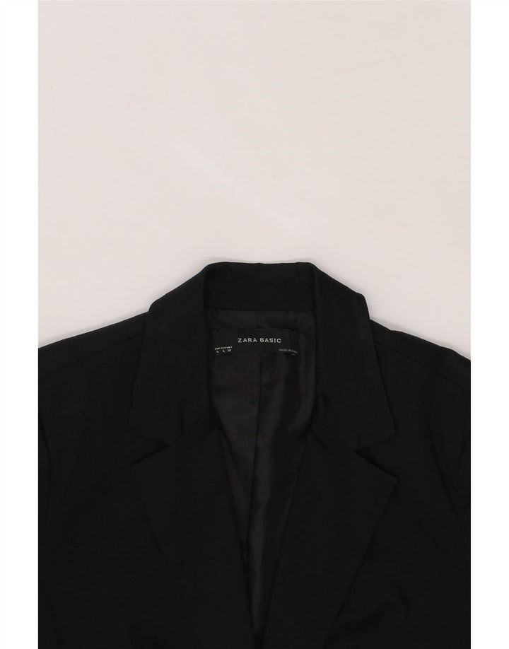 ZARA Womens 1 Button Blazer Jacket UK 16 Large Black Cotton Vintage Zara and Second-Hand Zara from Messina Hembry 