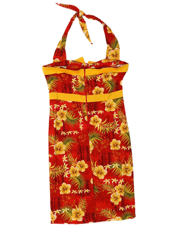 Sukienka damska Collectif Halter UK 14 Średnia czerwona bawełniana w kwiaty
