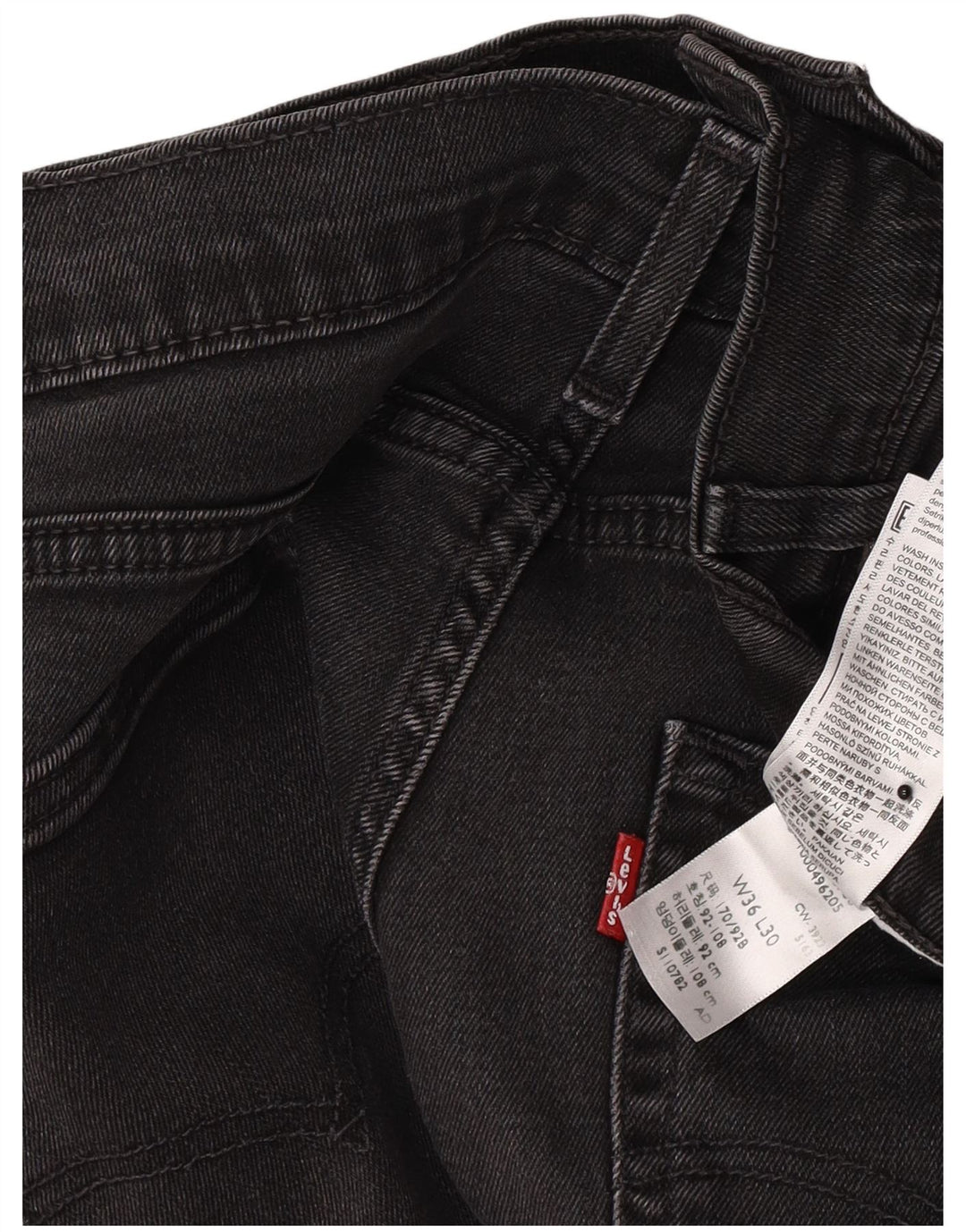 Męskie proste dżinsy Levi's W36 L30 Czarna bawełna