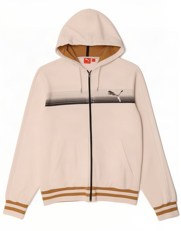 Puma Męski sweter z kapturem i zamkiem, mały, w białe paski, bawełniany