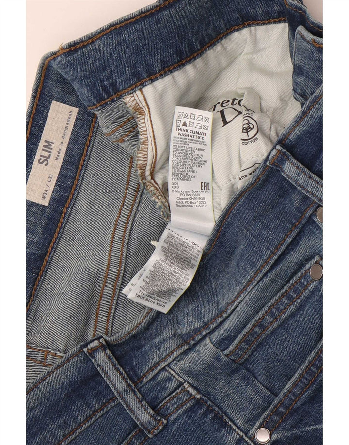 Marks & Spencer Męskie jeansy slim W34 L31 Niebieskie bawełniane
