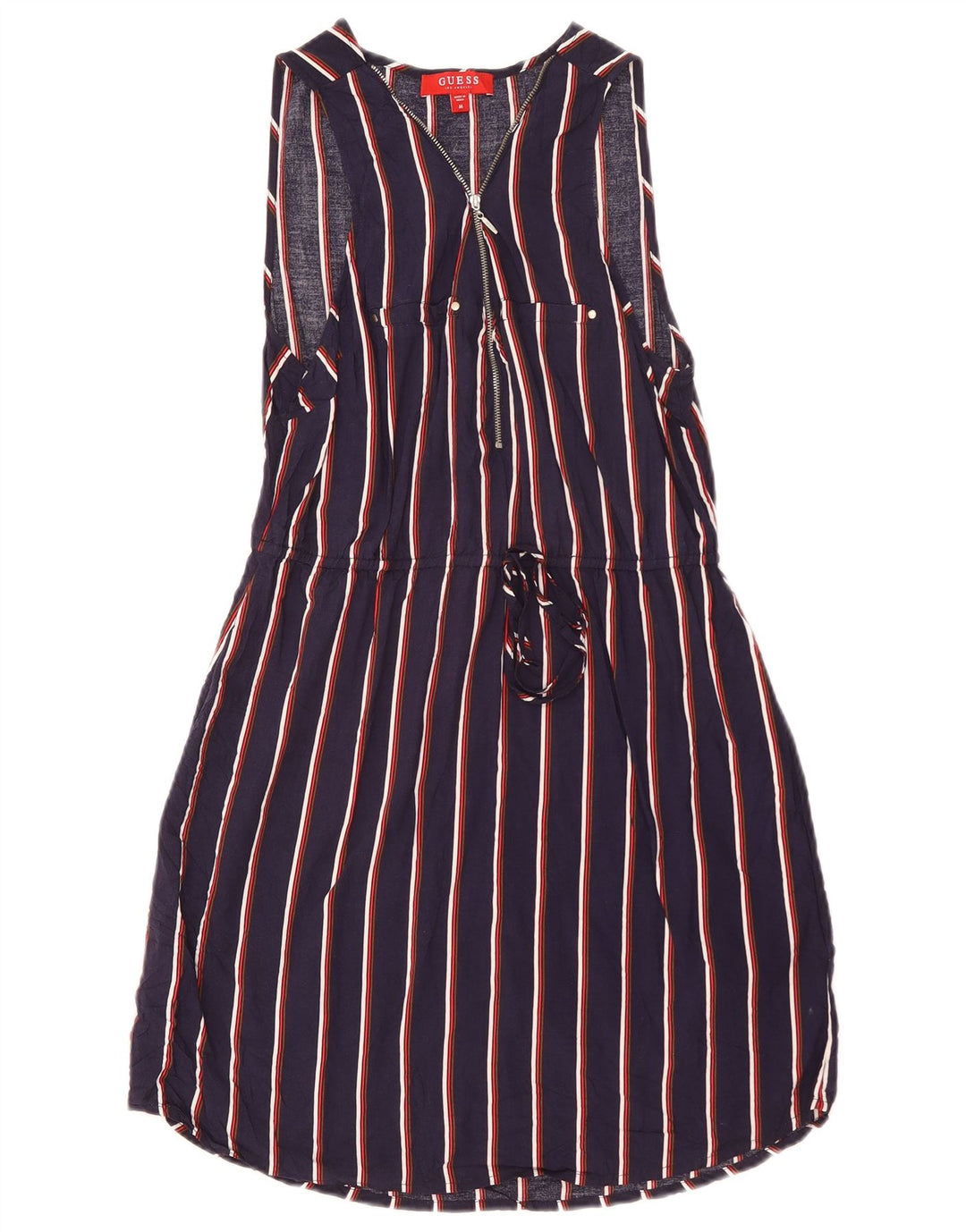 Damska sukienka basic bez rękawów Guess UK 12, wiskoza w kolorze średniego granatu w paski