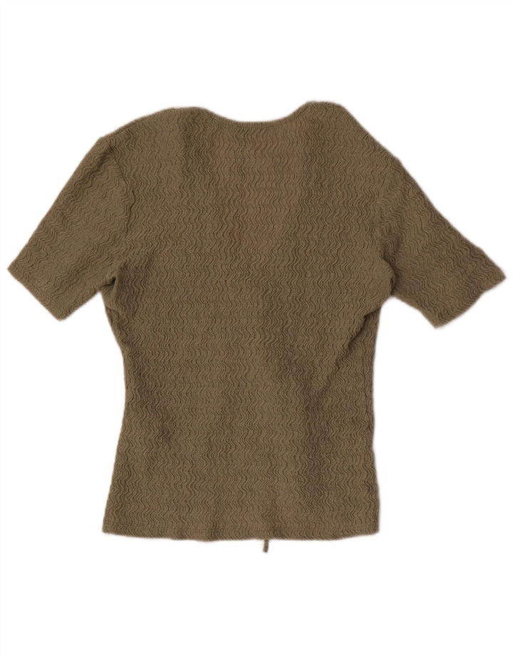 Damski krótki top Zara z krótkim rękawem, UK 8, mały, khaki, poliester