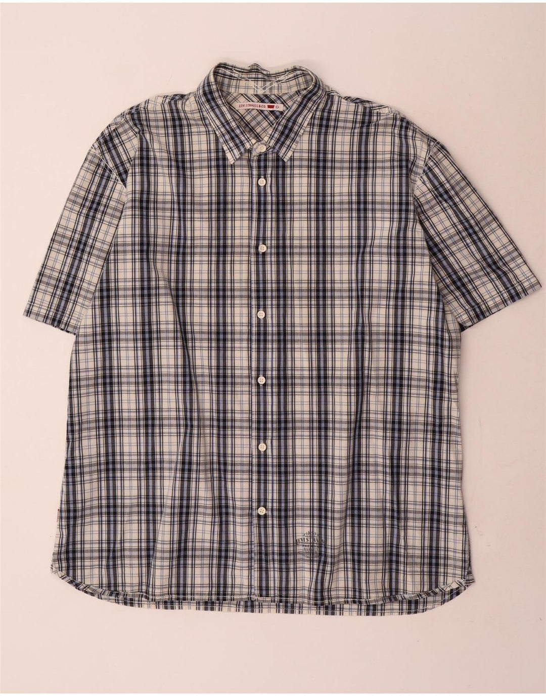 Koszula męska z krótkim rękawem Levi's 2XL, bawełniana niebieska kratka