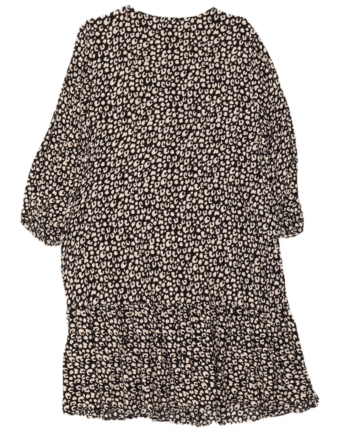ZASADY Damska wielowarstwowa sukienka z rękawami 3/4 UK 16, duży czarny nadruk zwierzęcy