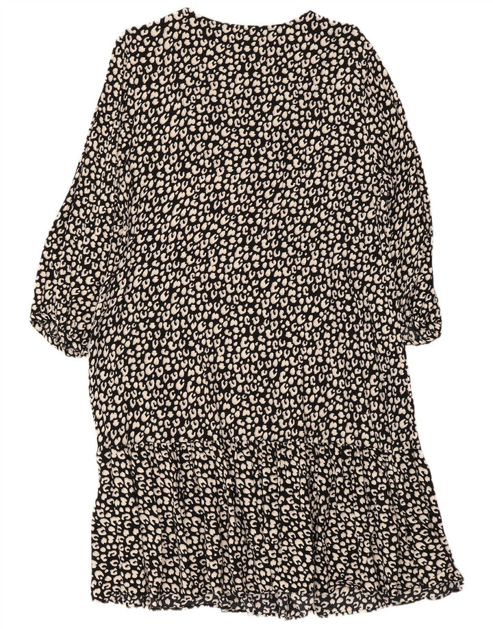 ZASADY Damska wielowarstwowa sukienka z rękawami 3/4 UK 16, duży czarny nadruk zwierzęcy