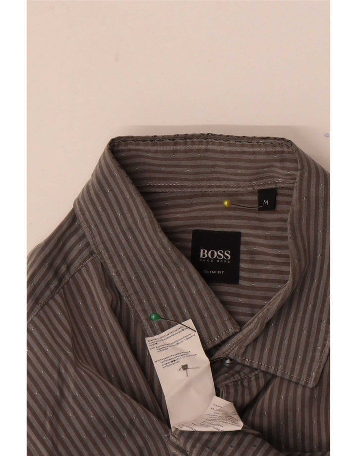 Koszula męska Hugo Boss Slim Fit Średnioszara bawełniana w prążki