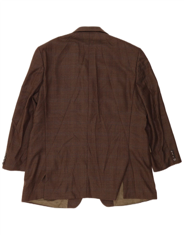 Marks & Spencer Męska długa marynarka zapinana na 2 guziki, UK 46 XL, wełniana khaki w kratę
