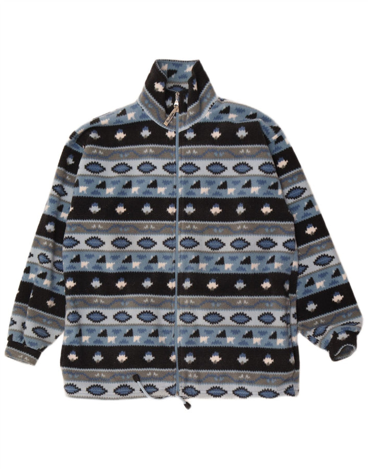 Męska kurtka polarowa Vintage UK 38 Średni niebieski Fair Isle Polyester