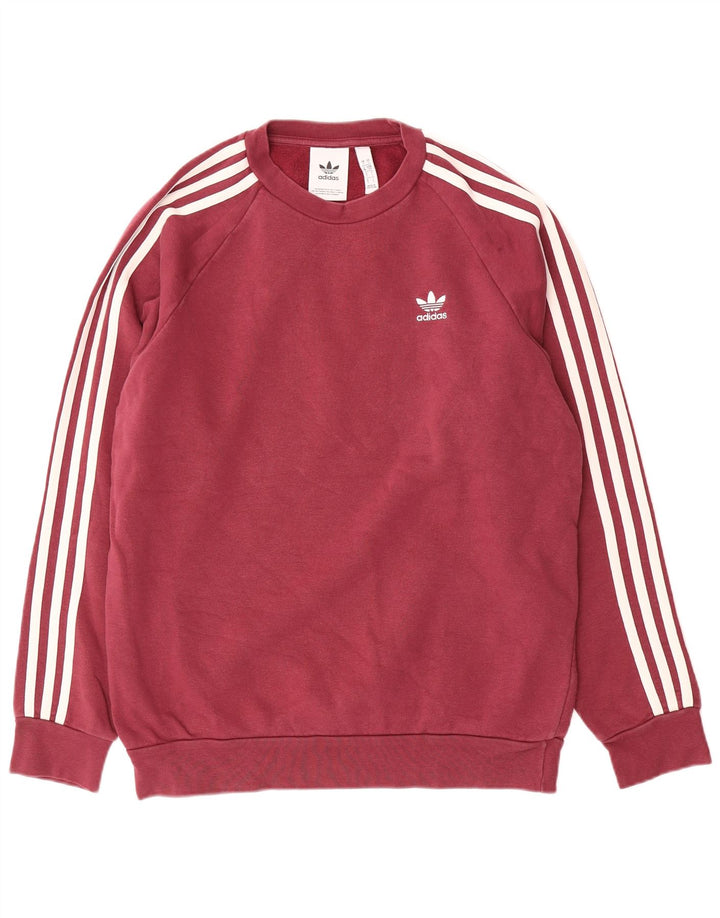 Adidas Męska Bluza Sweter Mała Burgundowa Bawełniana