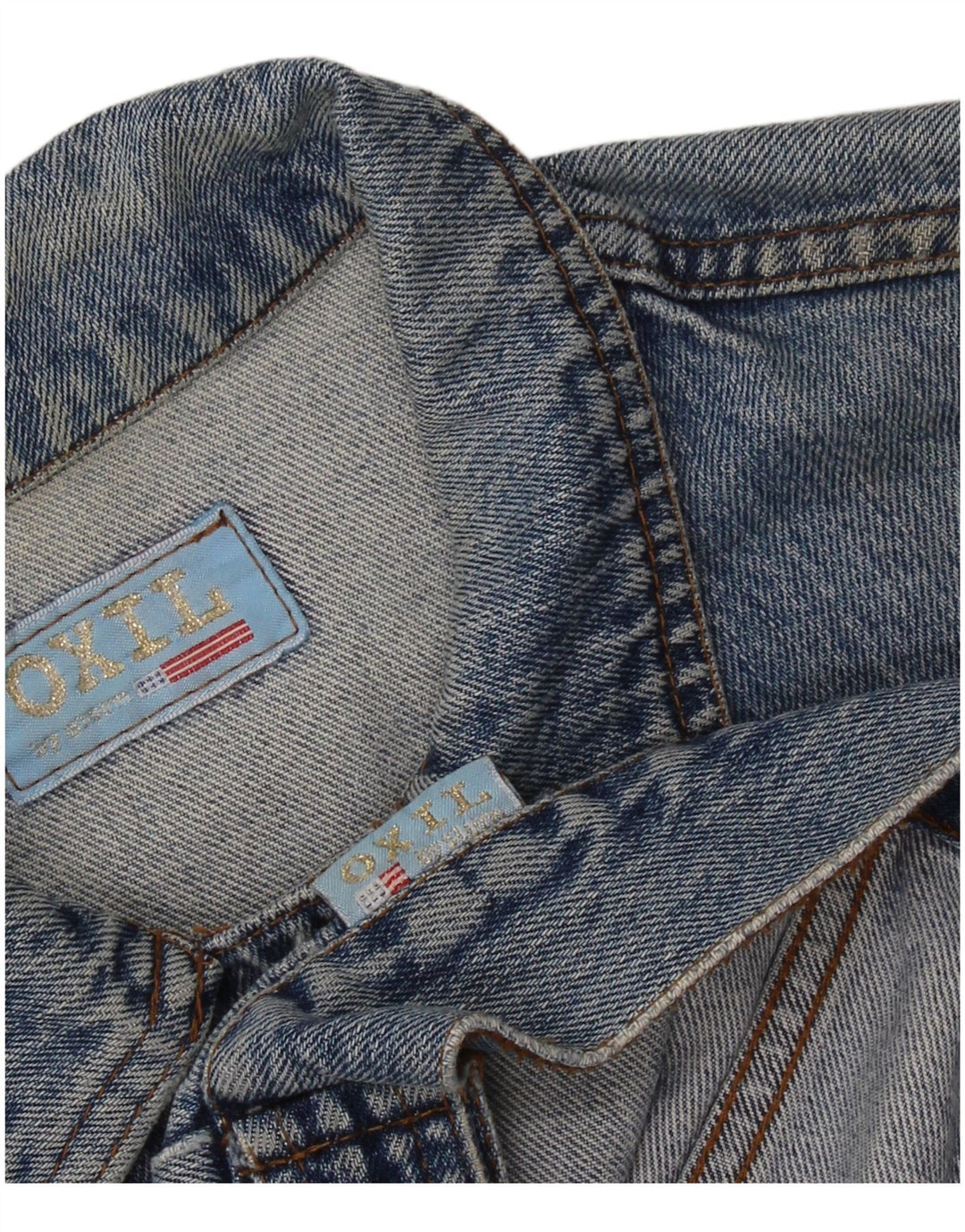 Damska kurtka jeansowa VINTAGE Crop UK 14, średni niebieski