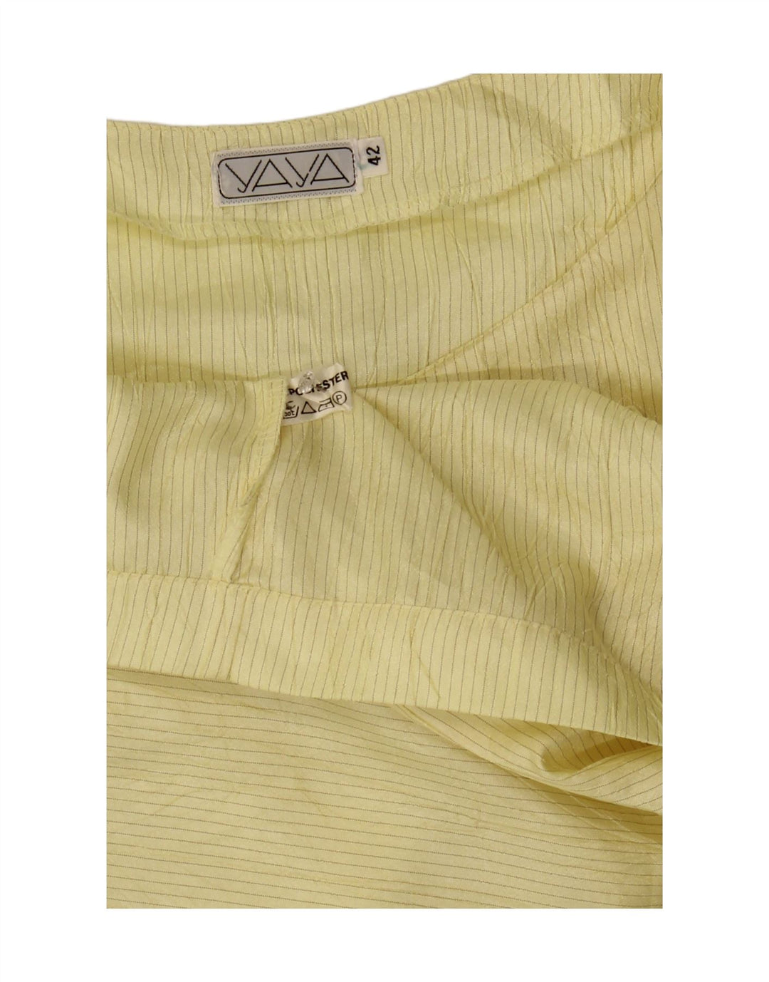 VINTAGE Womens Oversized Crop Shirt Blouse IT 42 Medium Yellow Pinstripe Vintage Vintage and Second-Hand Vintage from Messina Hembry 