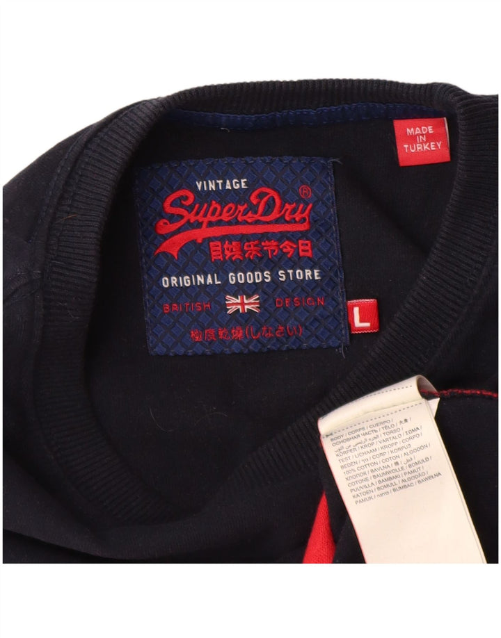 Męski top Superdry z grafiką, długim rękawem, dużą czerwoną bawełną w bloki kolorów