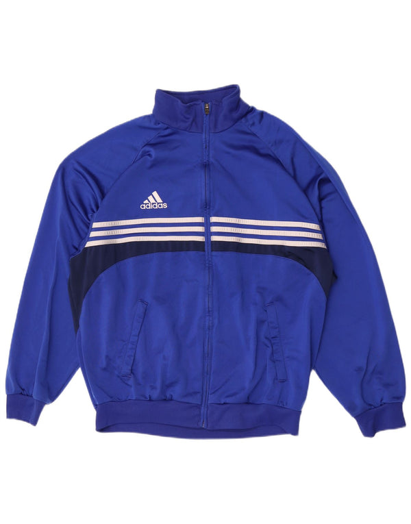 Adidas Męska bluza dresowa UK 44/46 Duży niebieski poliester z blokami kolorów