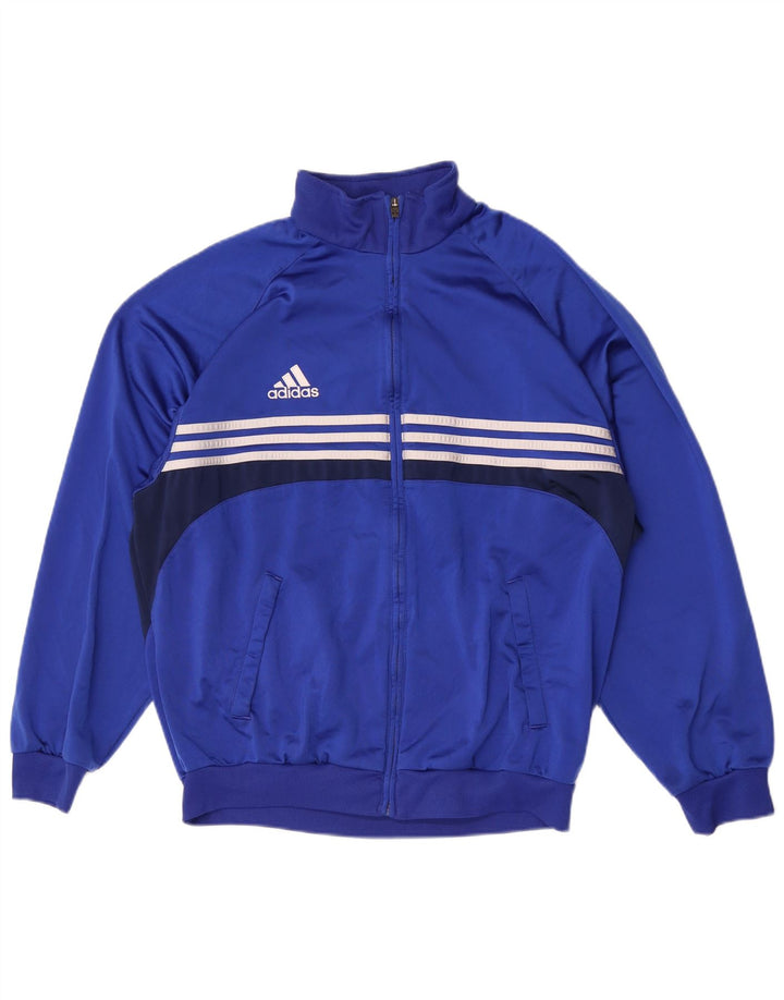 Adidas Męska bluza dresowa UK 44/46 Duży niebieski poliester z blokami kolorów