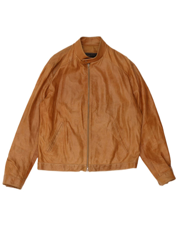 Vintage męska kurtka skórzana IT 54 2XL brązowa skóra