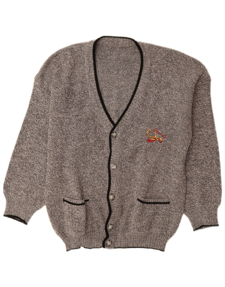 Vintage męski sweter rozpinany, duży, szary, nakrapiany wełniany