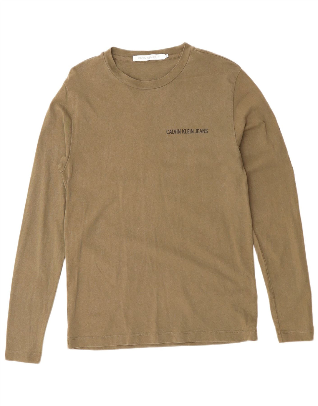 CALVIN KLEIN JEANS Męski top z długim rękawem, mały, bawełniany khaki