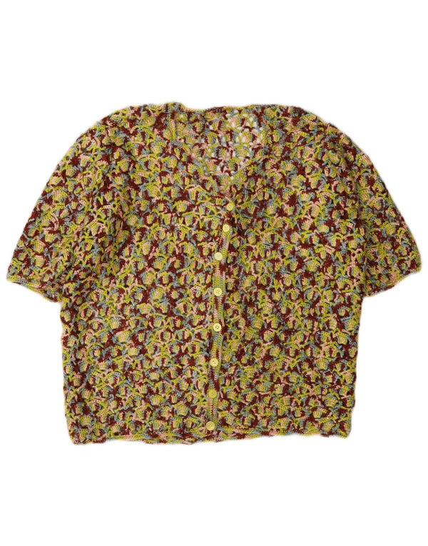 Sweter damski z krótkim rękawem w stylu vintage, UK 14, średni, wielobarwny
